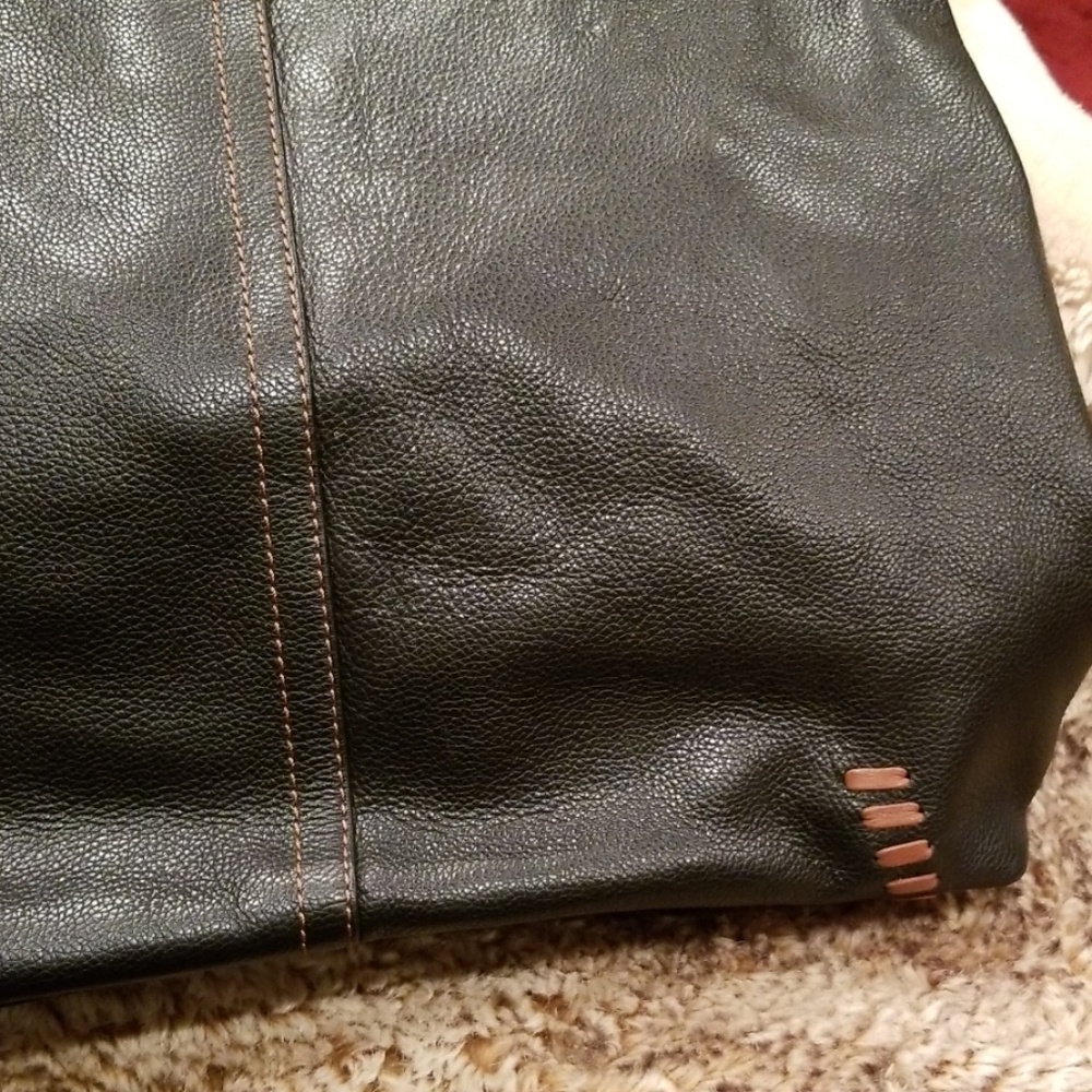 Soft beautiful black leather with brown leather